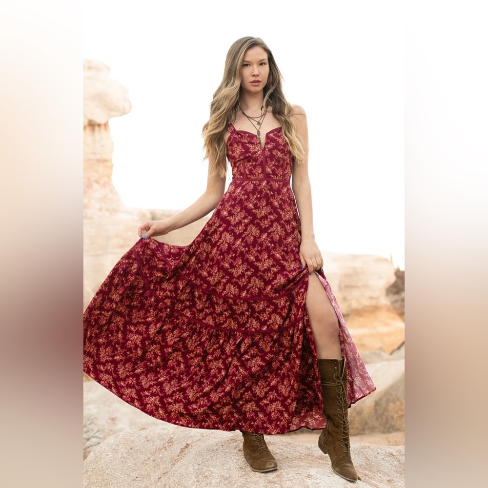Joyfolie Irena Dress in Ruby Floral